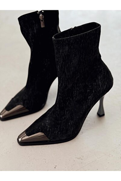 I Love Shoes Rosavi Kadın Topuklu Streç Bot Siyah Nubuk