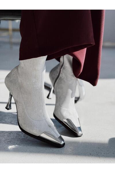 I Love Shoes Rosavi Kadın Topuklu Streç Bot Gri Nubuk