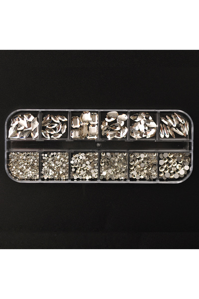 Choice 12 شبكة شفافة بأحجام مختلفة لتزيين الأظافر بأحجار الراين الكريستالية ث...