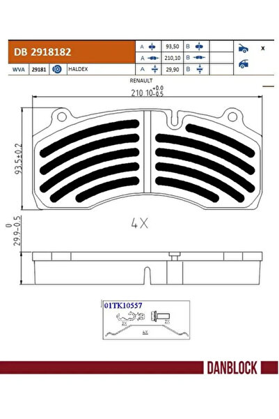 DANBLOCK Комплект спирачни накладки за дискови спирачки King Long Xmq Renault...