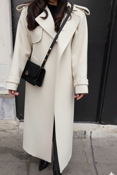 NET OF NOT Γυναικείο παλτό με ζώνη, άνετο και υψηλής ποιότητας, με λεπτομέρειες από απολέτα και λεπτομέρειες από την επένδυση