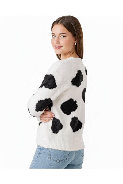 VOY KİDS Girls' Furry Knit Cardigan, Ages 9-10-11-12-13-14-15, Stone Embroidered Buttoned Cardigan