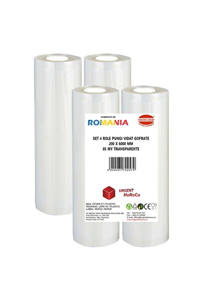 Urgent Horeca Set 4 role pungi vidat gofrate, dimensiuni 200x6000 mm, grosime 85 microni, preparare Sous Vide