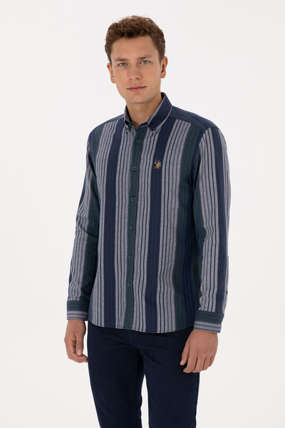 U.S. Polo Assn. Men's Dark Green Long Sleeve Shirt 50308219-Vr079