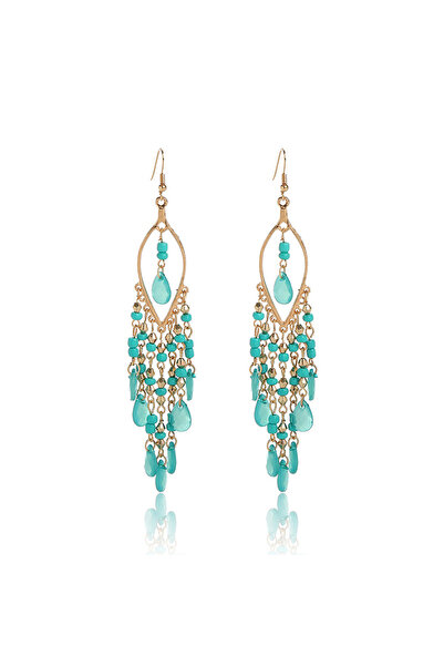 Choice5 ZT4514-Green Fashionable Bohemian long tassel bead earrings, vintage ...