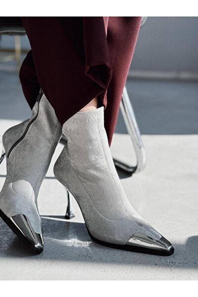 I Love Shoes Rosavi Kadın Topuklu Streç Bot Gri Nubuk