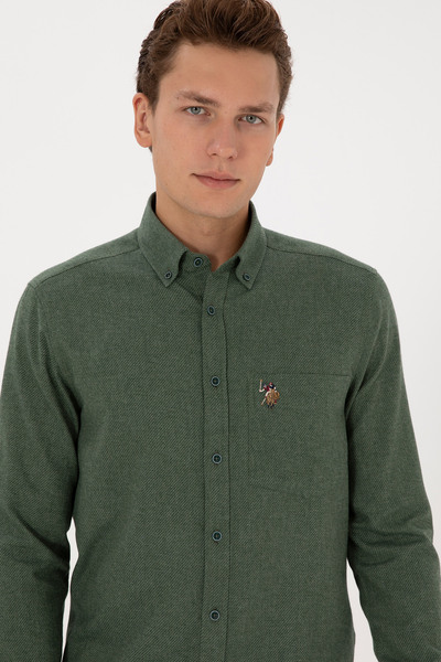 U.S. Polo Assn. Men's Dark Green Long Sleeve Shirt 50308491-Vr079
