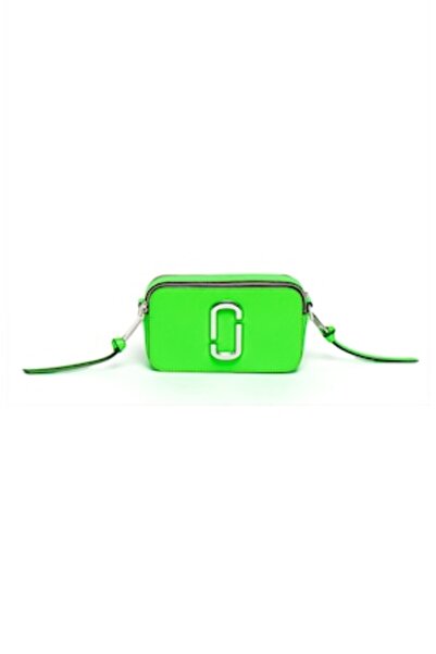Marc Jacobs laminated leather crossbody bag with detachable shoulder strap - Electric Green/Black/Wh
