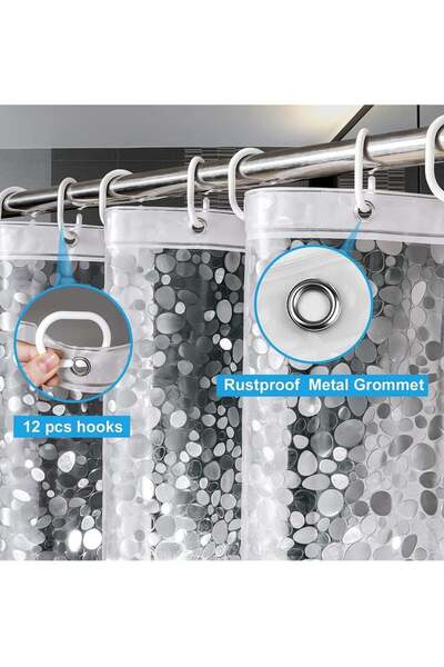 COOYA Clear Shower Curtain Liner,Waterproof Shower Curtain with Hooks and Magnets
