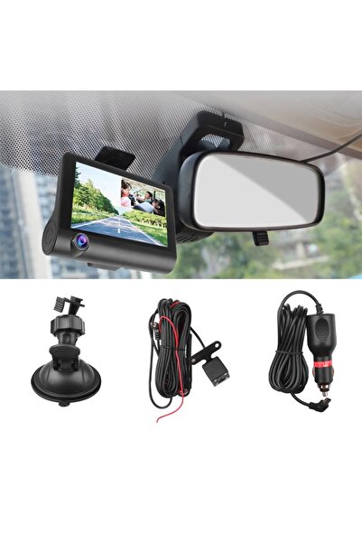 Wevolt 3 Kameralı 4 Inç 1080p Yol Kayıt Kamerası.üç Kameralı Araç Kamera.HAFIZA KARTLI TÜRKÇE MENÜ