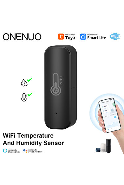 choice2 مقياس حرارة ورطوبة لاسلكي من Tuya، أسود اللون، بدون شاشة، مزود بمستشع...