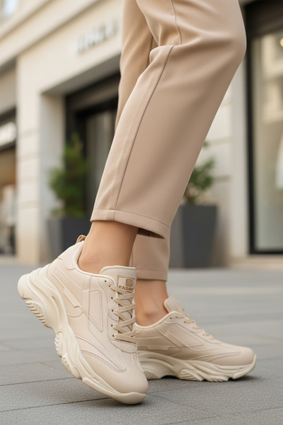 WALKWAY Ecru Lace-Up Women's Sneaker Drk171 g