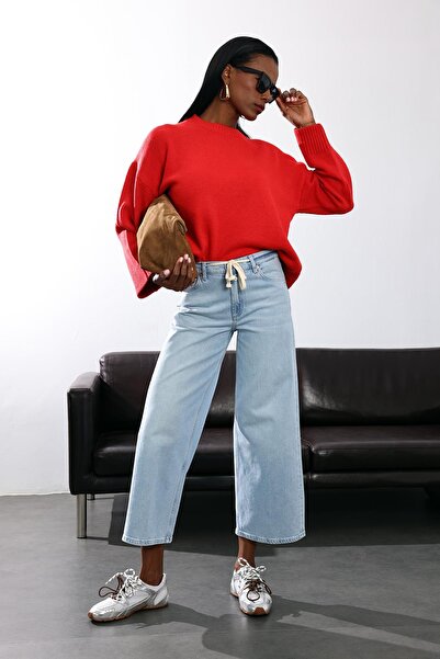 5in1Canpolat Red Crew Neck Sweater