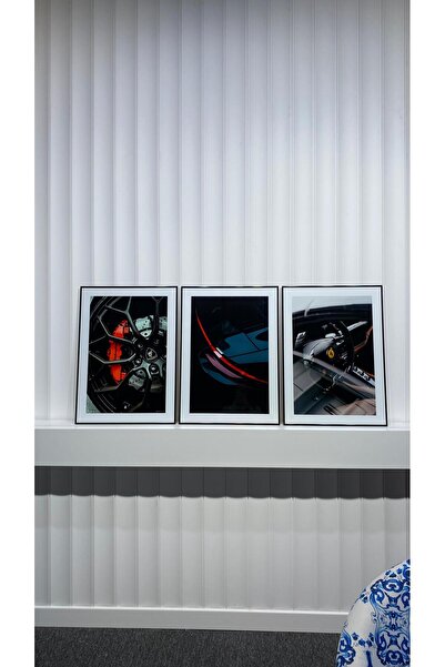 Tablomtr Karbon Şıklığı - Dijital Baskılı Siyah Metal Çerçeveli Gerçek Camlı 3'lü Dekoratif Tablo