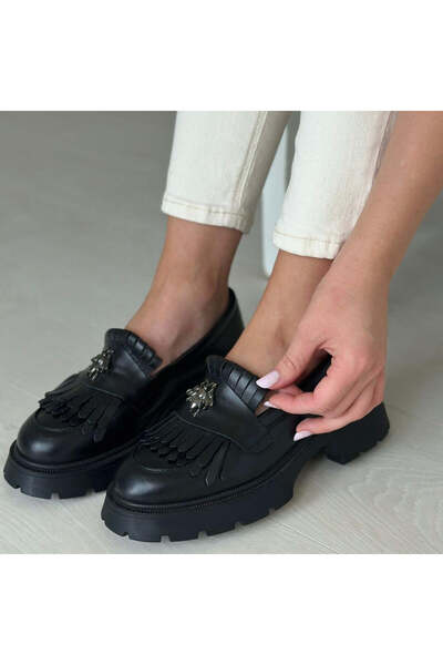 Demalis Mocasini din piele neagră pentru femei 131