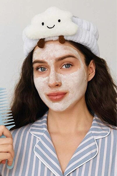 TAKIŞTIR Біла кольорова хмарка з плюшевою стрічкою для волосся