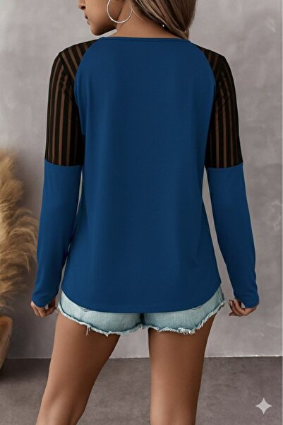 JANES بلوزة نسائية طويلة الأكمام من الفيسكوز بسحاب عند الرقبة