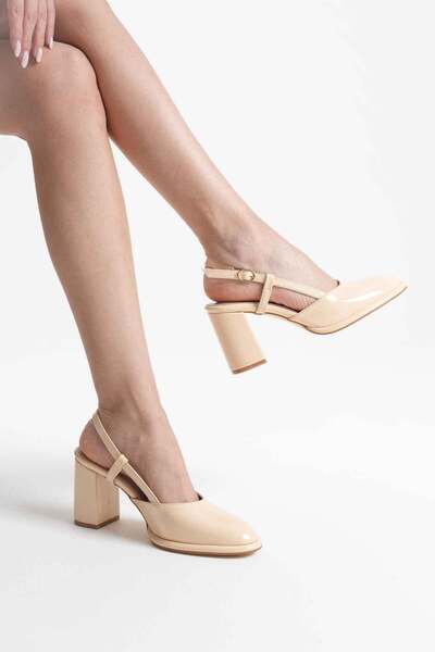 TRENDELLA Denma Light Yellow Patent Leather Women's Heeled Shoes