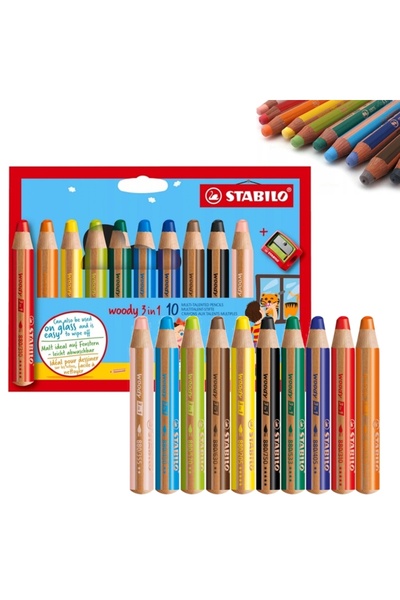 Other Stabilo Woody 3in1 Pencils 10 Pieces + Sharpener 880/10-2