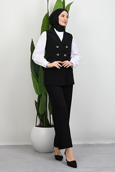 GİYZAMİLA Tomris Vest Set Set Black