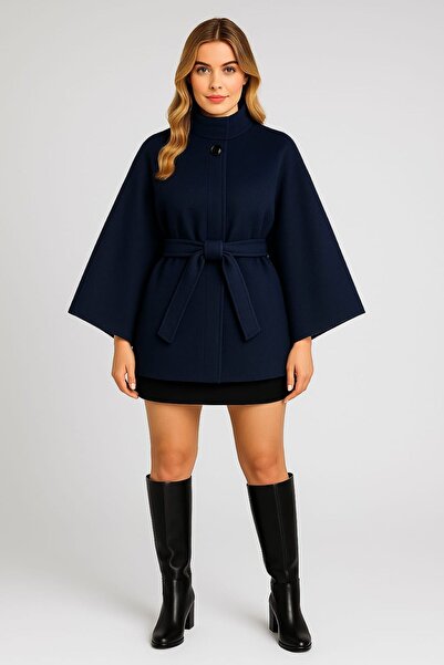 enmodaiçgiyim Синій жіночий палантин – кашеміровий вигляд, високий комір, один розмір, зручний крій, стильний дизайн