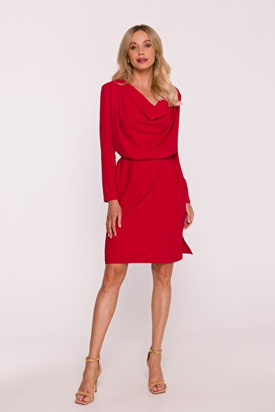 Stylove s428 Midi dress with a cowl neckline