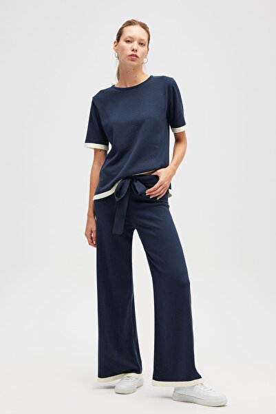 Peraluna Rumi Women's Belted Knitwear Trousers - Navy