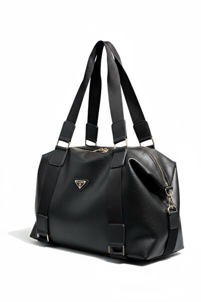 Crazy حقيبة سفر ورياضة نسائية من الجلد الناعم باللون الأسود - موديل أنيق وواسع ومتين