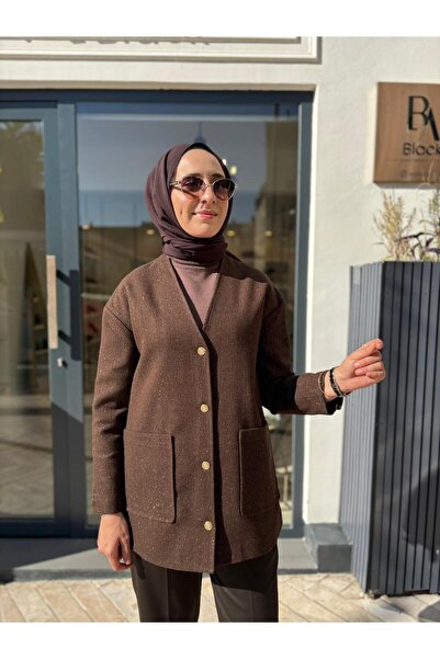 Babil Butik Td4532 Savin Women's Jacket Brown