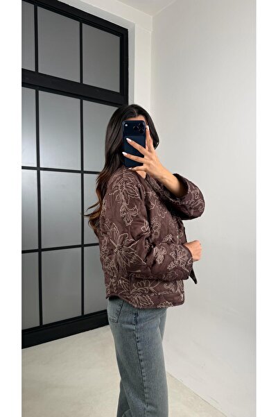 Gaus Καφέ Παλτό με Εθνοτικό Σχέδιο με Επένδυση και Καπιτονέ GAUS-00596