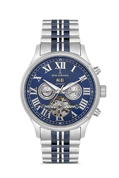 JACK LORANCE Jckjls11817M.02 Silver & Navy Blue Automatic Steel Men's Wristwatch