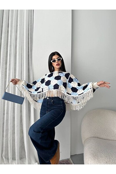 FioraWear Kadın Oversize Püsküllü Şal Bluz