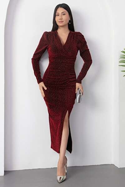 PULLIMM Double Breasted Collar Stone Slit Dress Grs3837