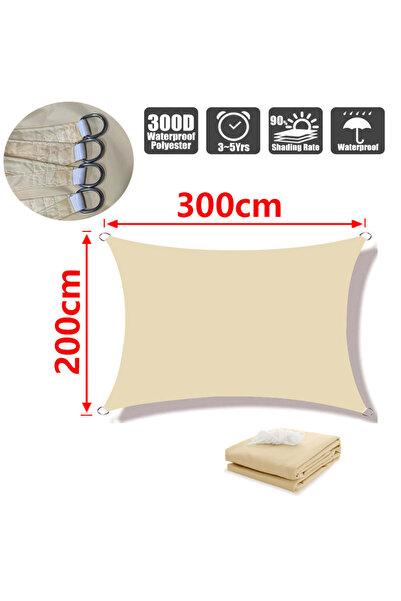 Choice مظلة شمسية مستطيلة مقاومة للماء للاستخدام الخارجي، لون بيج، 200×300 سم...