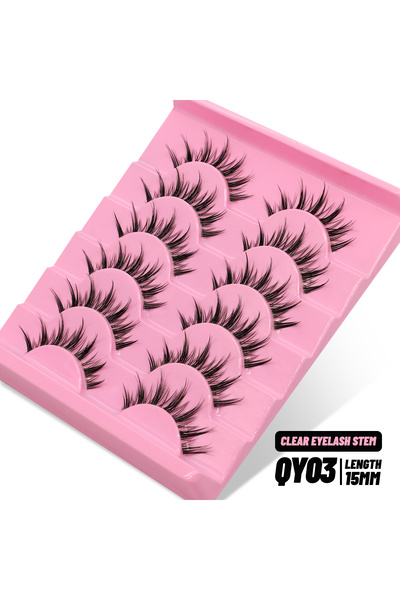 Choice1 5 أزواج - QY03 GROINNEYA Manga Lashes 5/7 أزواج رموش شفافة ثلاثية الأ...
