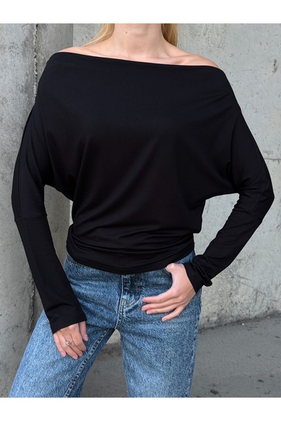 b buhari bykoc Bluză cu mânecă lungă cu gât barcă