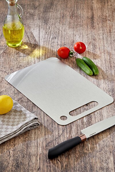 Cooker Luxury 30X20 cm Stainless Steel Silicone Cutting Board Silver
