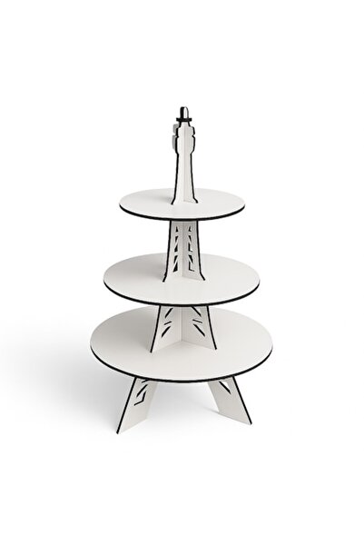 OEM Suport prajituri si briose 3 etaje demontabil, model Turn Eiffel din lemn...