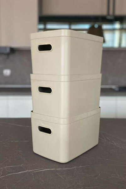 Prima Nova Linea 6 Piece In-Cabinet Kitchen Children's Room Shelf Organizer Storage Box - Sand Beige