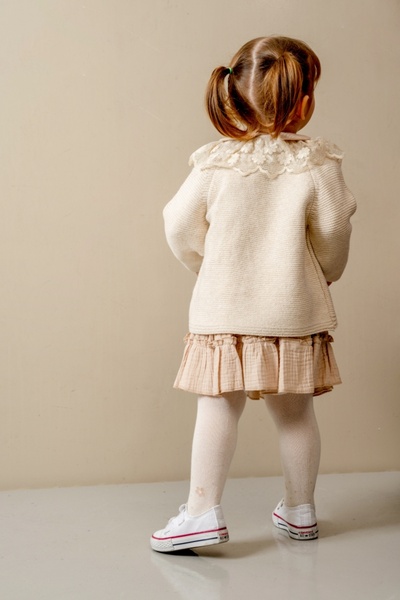 PARK BEBE Baby Girl & Child Knitwear Triple Set with Cardigan Skirt (with Pantyhose as a Gift)