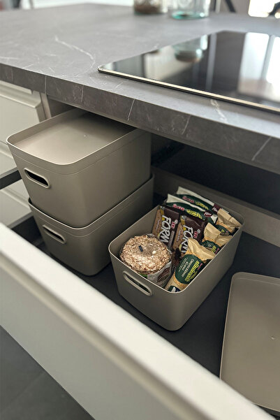 Prima Nova Linea 6 Piece In-Cabinet Kitchen Children's Room Shelf Organizer Storage Box - Sand Beige