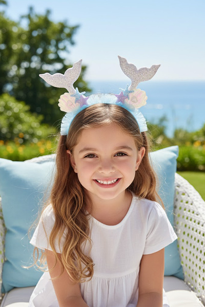 BearPear Mermaid Konsept Double Tail Deniz Kızı Kız Çocuk Taç Kutlama Parti Tacı