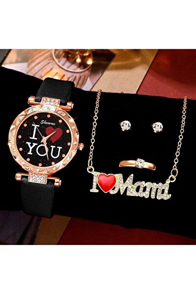 Choice مجموعة من 5 قطع سوداء للنساء ساعات يد كوارتز فاخرة للنساء بمينا أنيق وساعة يد نسائية