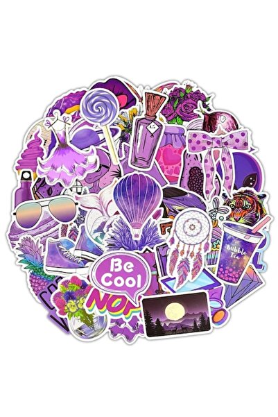 autostickere Set de 50 de autocolante impermeabile „Călătorie mov”