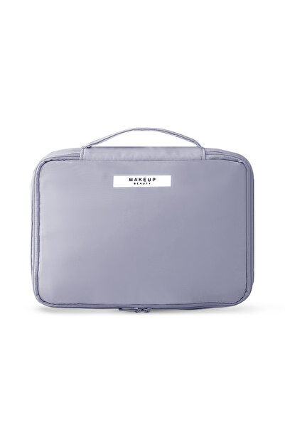 Choice حقيبة مستحضرات تجميل كبيرة محمولة للسيدات باللون الرمادي ذات مؤشر مظهر...