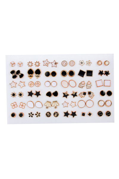 Choice مجموعة من 36 زوجًا من الأقراط البلاستيكية ذات الطراز المختلط - أبيض، أ...