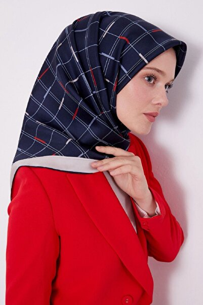 Levidor Trend Twill Eşarp LDT278 Geometrik Desen 01-Lacivert