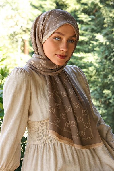 moda nokta Şal cu două feţe din mătase de caşmir cu model G