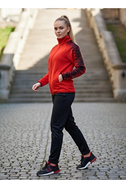 bumerangspor Kırmızı Omuz Detaylı Unisex Eşofman Takımı