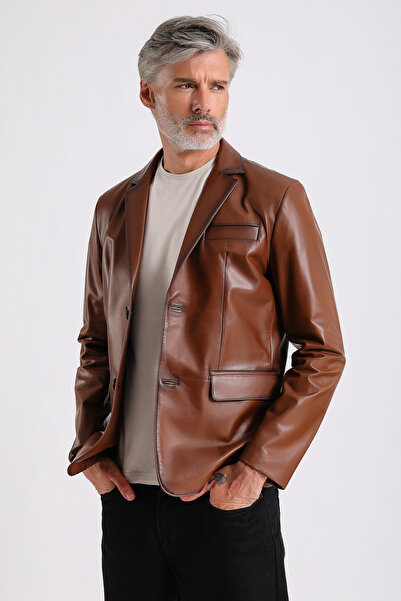 MQ Leather Maroquın Leather Alba Erkek Deri Blazer Ceket